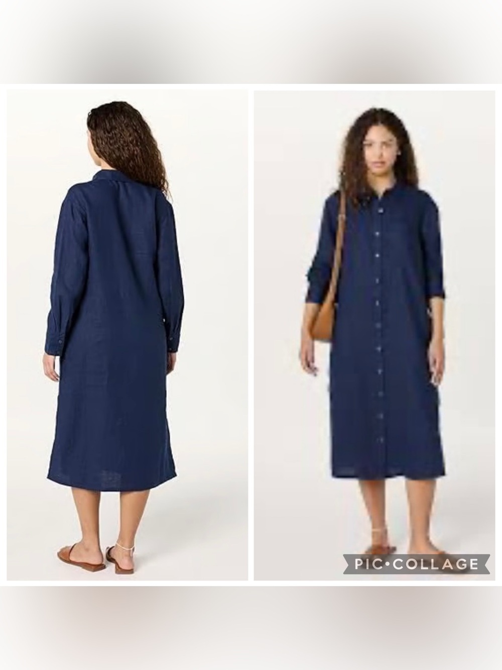 The Drop Fiona Dress Navy Blue Linen Large
